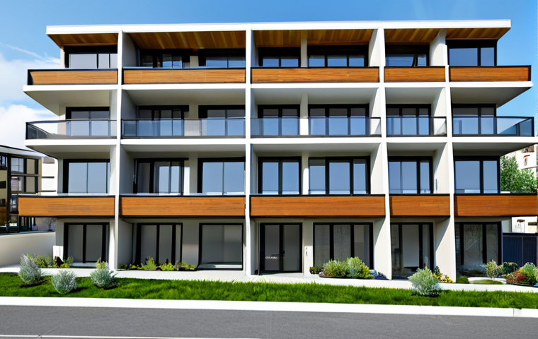 Modern, Safe, and Accessible Building Design**

"A modern apartment building exterior, emphasizing earthquake resistance, energy efficiency (solar panels, green roof), and accessibility (ramps, wide doorways). Show elderly and disabled individuals comfortably using the space. Bright daylight, clean architectural lines, use modern building materials. Realistic rendering, high resolution, architectural photography style. Safe for work, appropriate content, fully clothed, professional, family-friendly, perfect anatomy, correct proportions, natural pose, well-formed hands, proper finger count, natural body proportions."

**