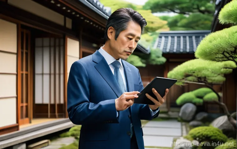 건축평가사와 유사한 직업 비교 - **Prompt 1: On-site Observation in a Japanese Neighborhood**
    "A highly focused and professional ...