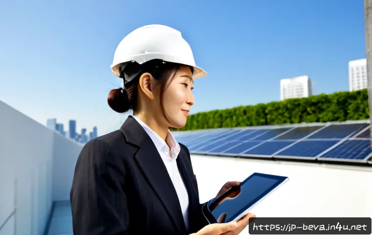 건축평가사와 관련된 최신 트렌드 - Photorealistic architectural appraiser reviewing a modern energy-efficient apartment building in Tok...